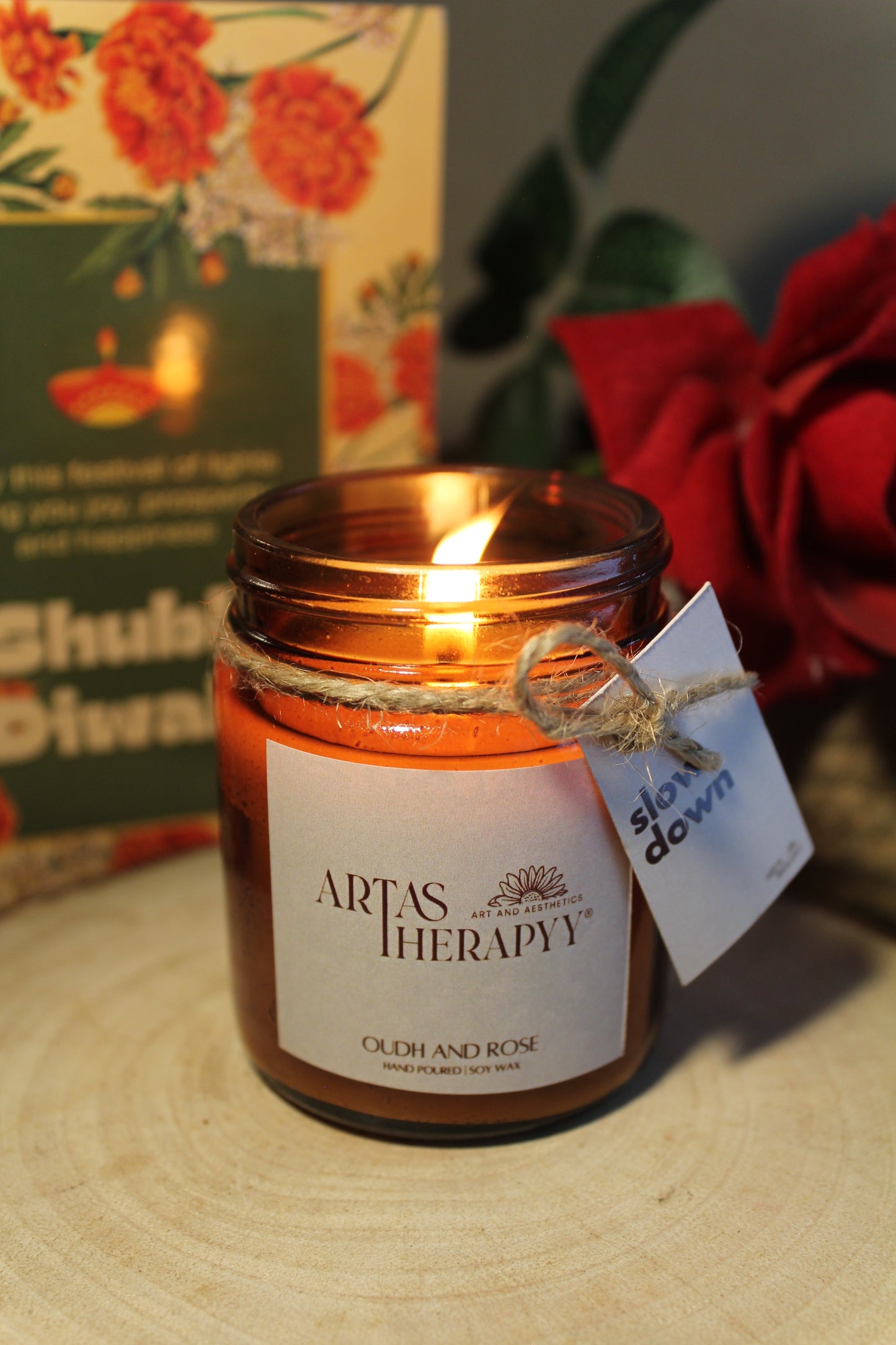 Oudh and Rose Scented Candle