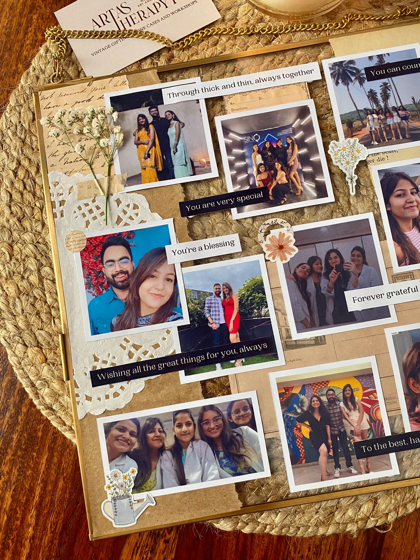 Large brass standing picture frame