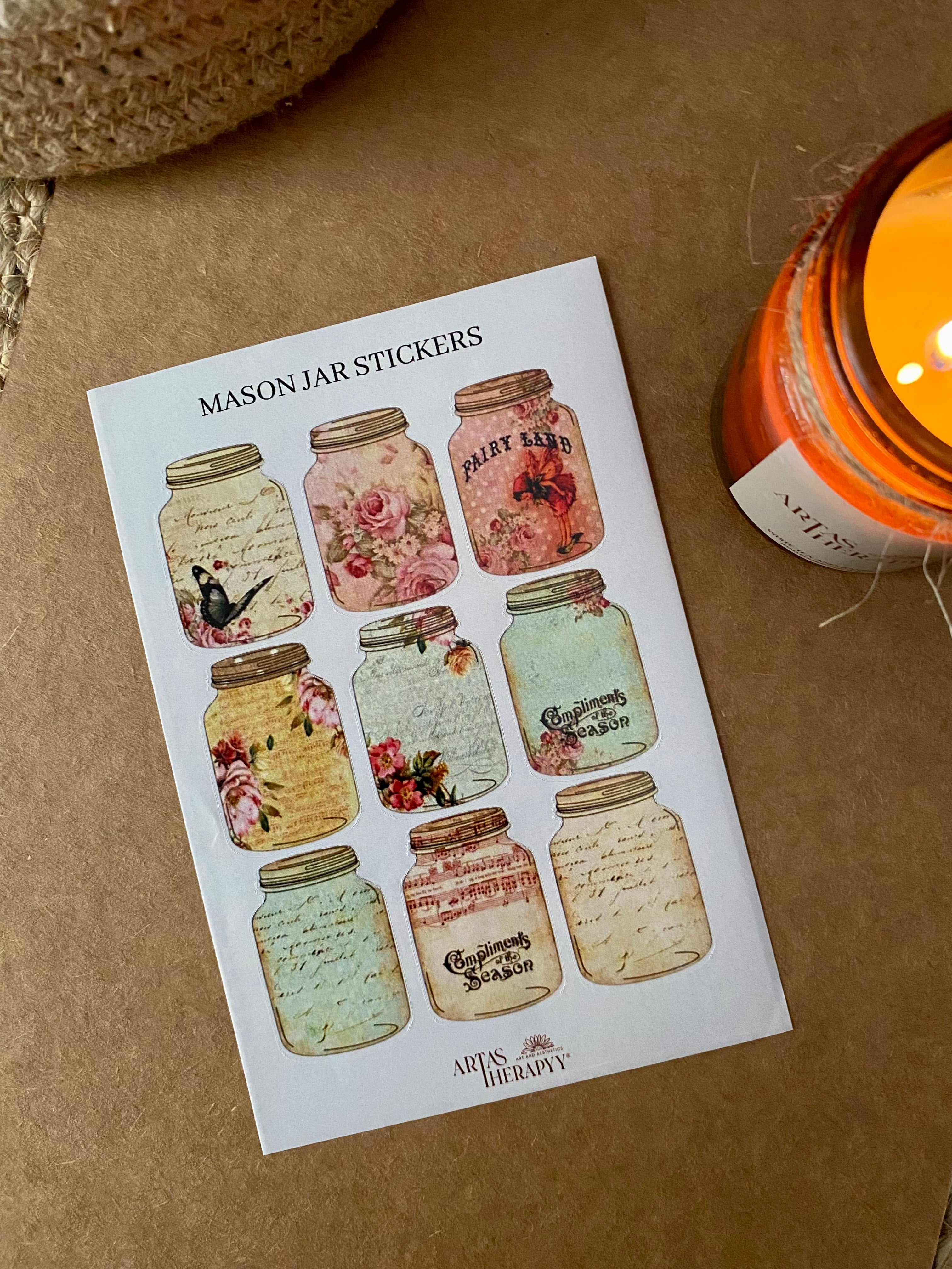 Mason Jar Sticker Sheet Artastherapyy®