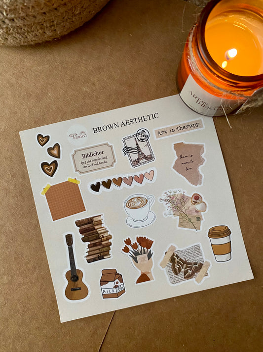 Brown Aesthetic Sticker Sheet
