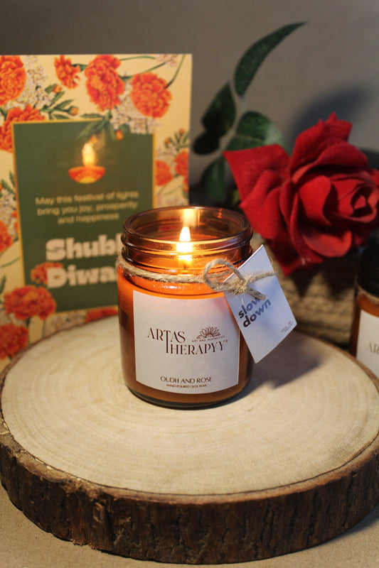 Oudh and Rose Scented Candle