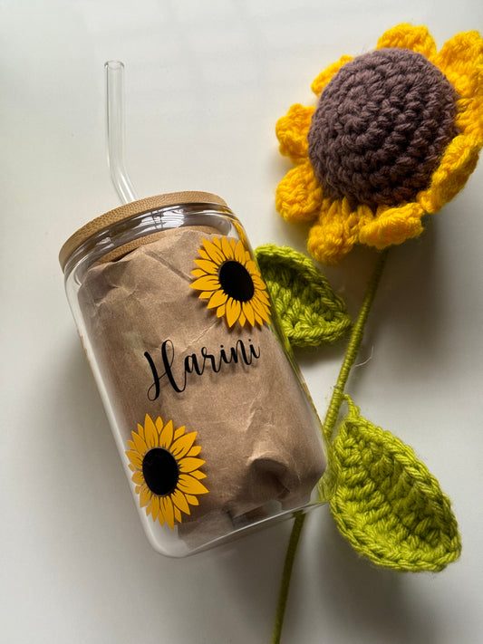 Personalised Glass Can with Wooden Lid
