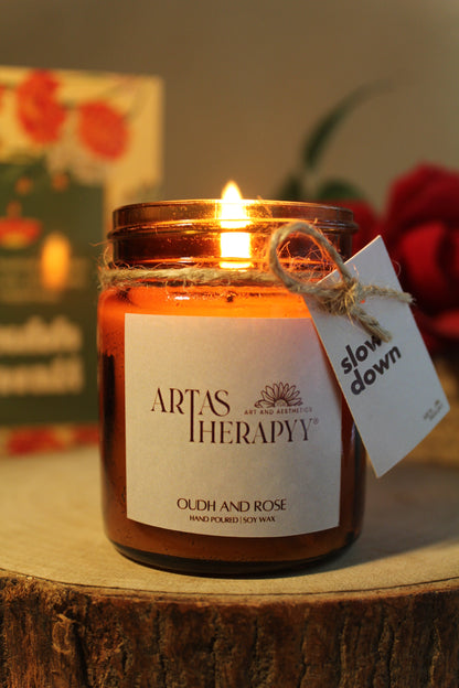 Oudh and Rose Scented Candle