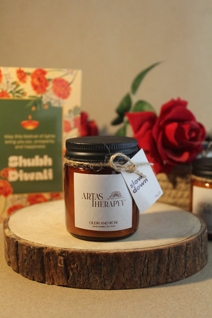 Oudh and Rose Scented Candle