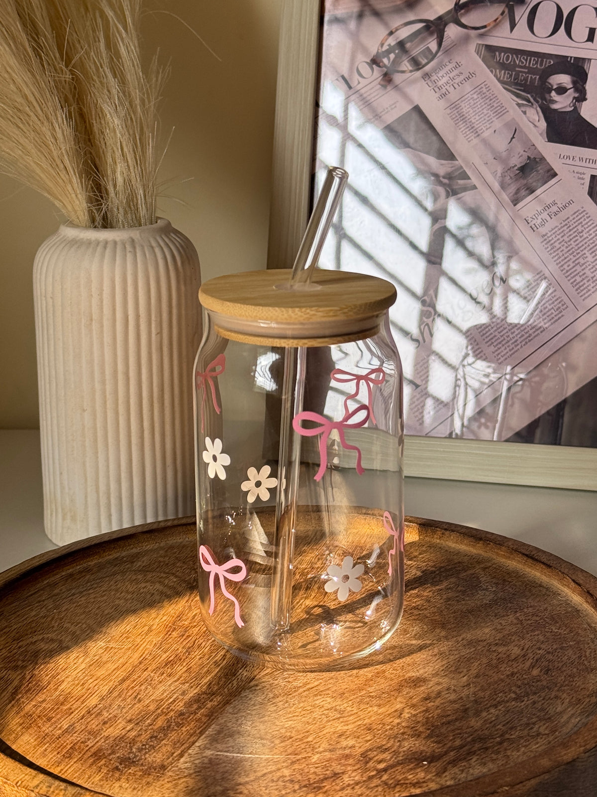Personalised Glass Can with Wooden Lid