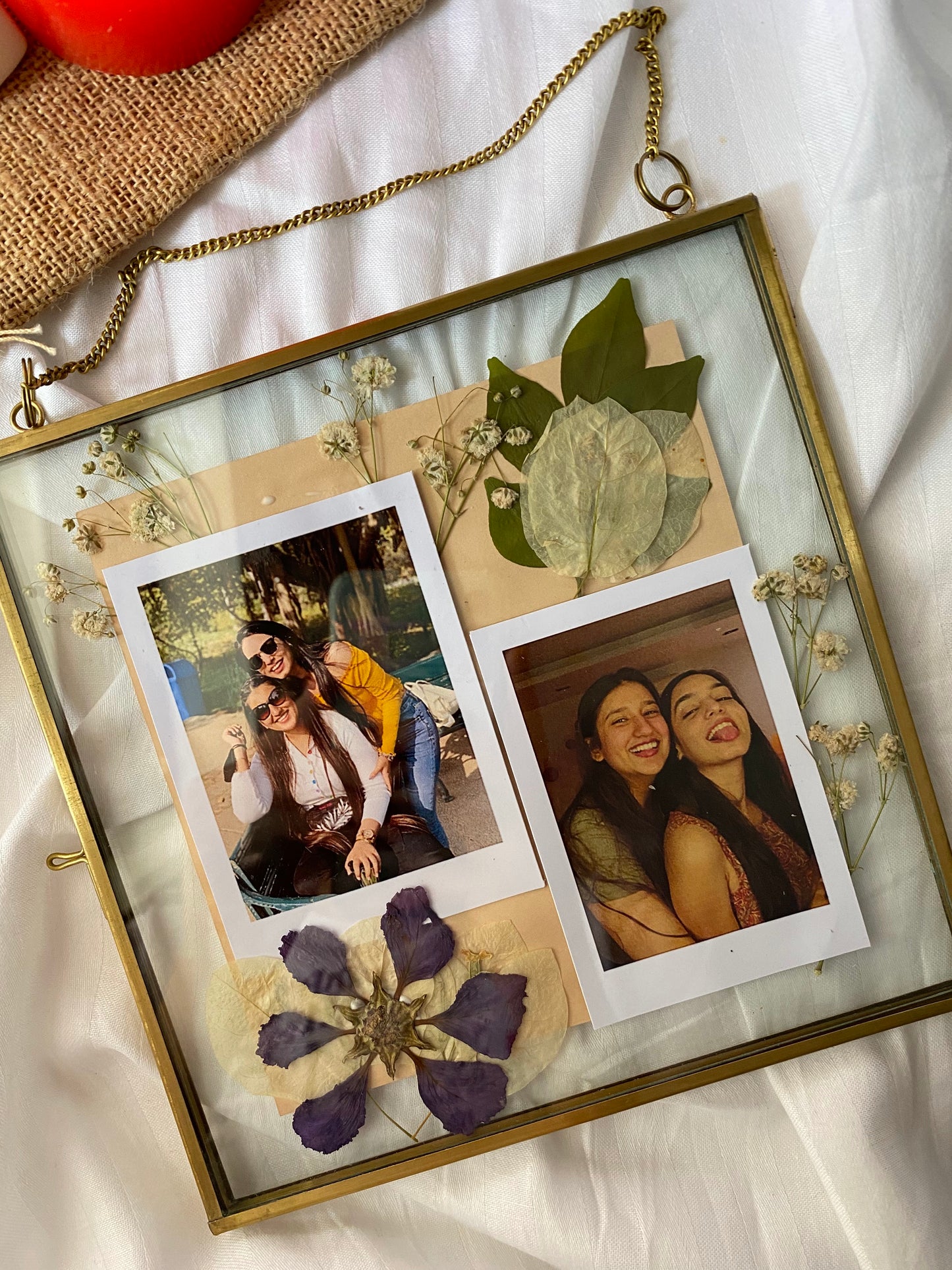 Brass Frame with Dried Flowers