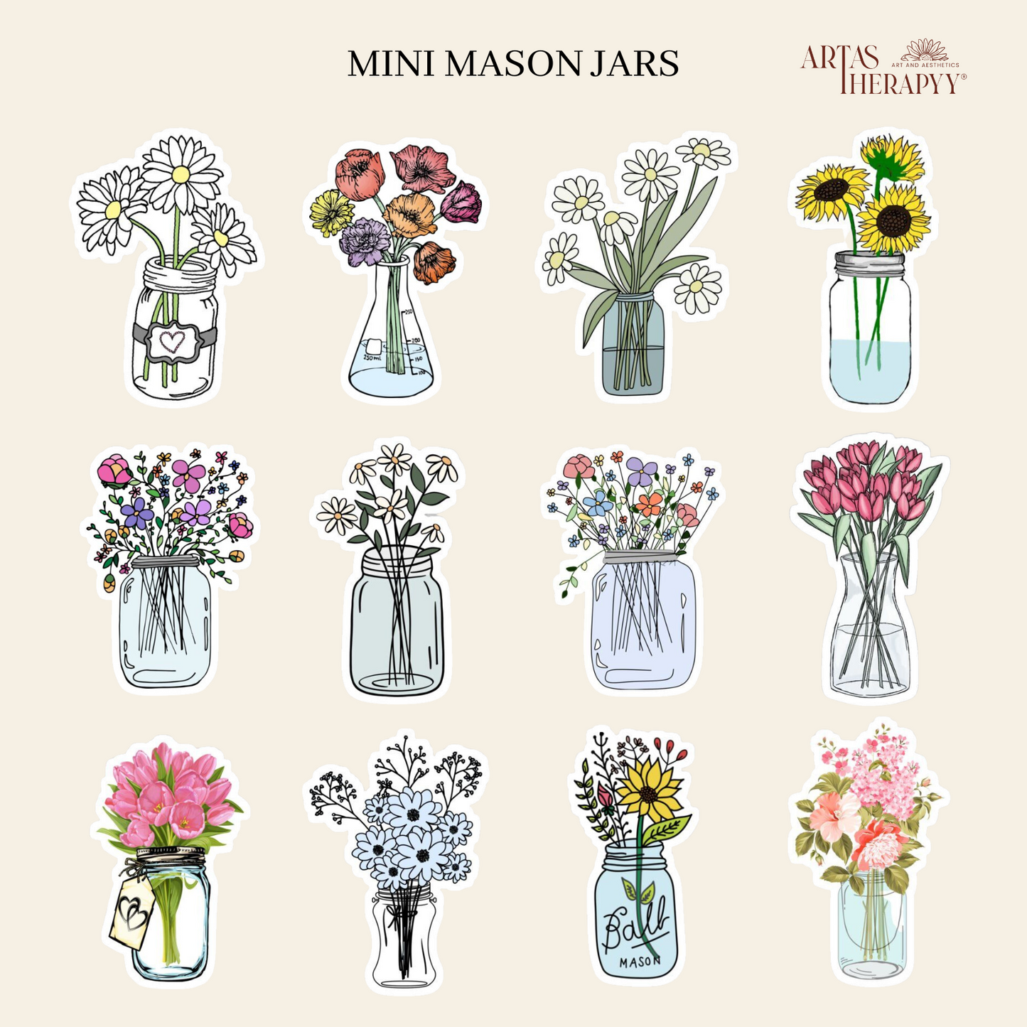 Mini Mason Jar Sticker Sheet