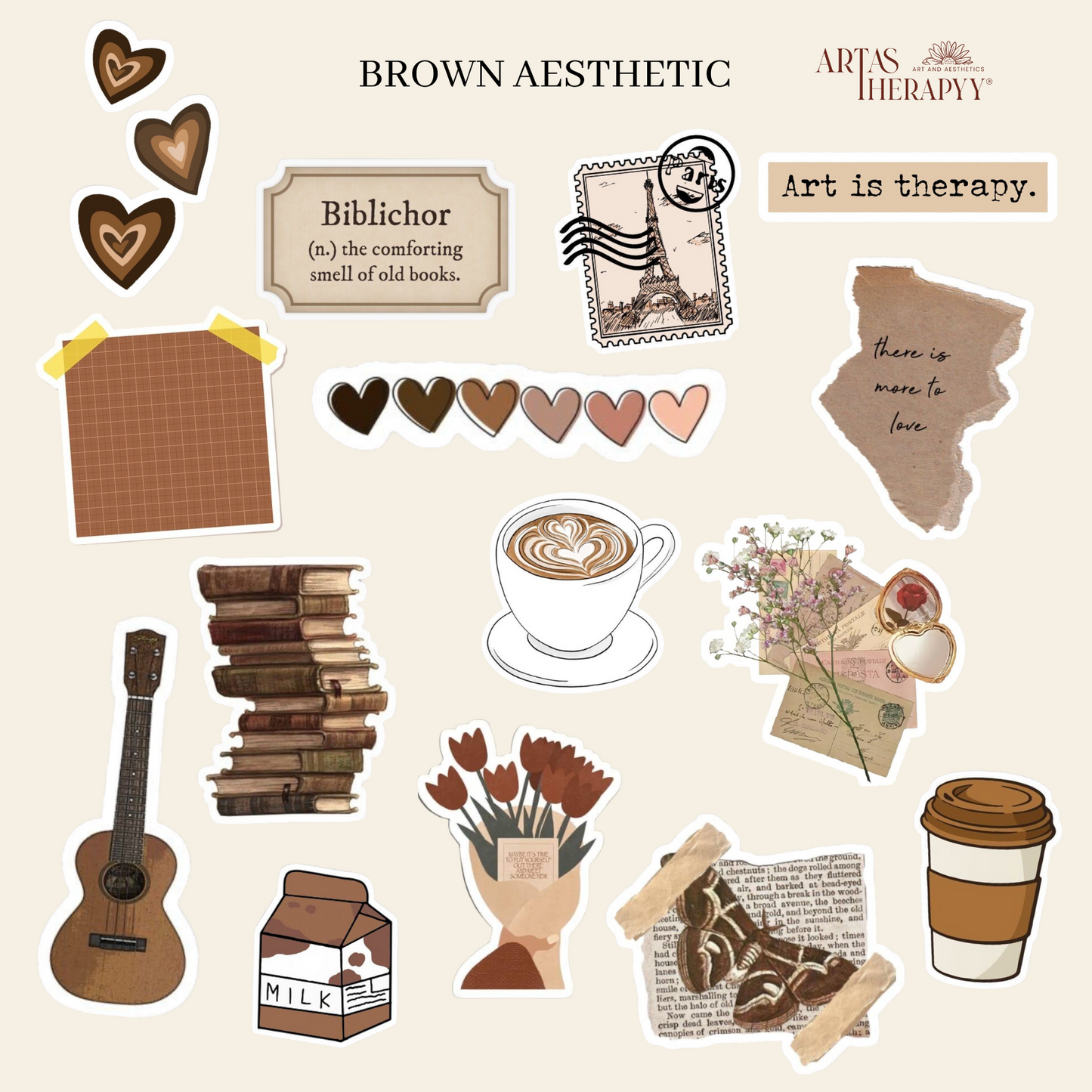 Brown Aesthetic Sticker Sheet