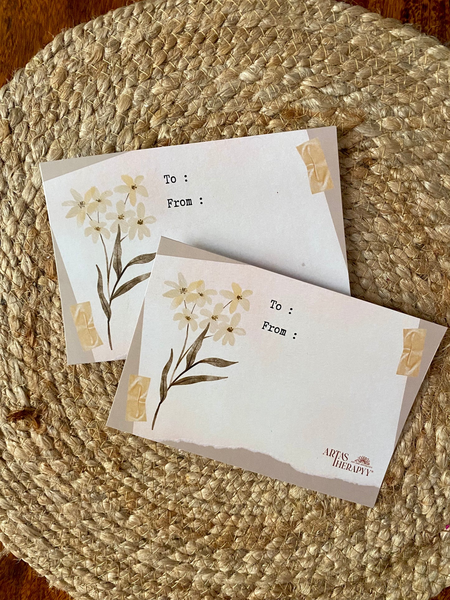 Beige Flowers Wish Card